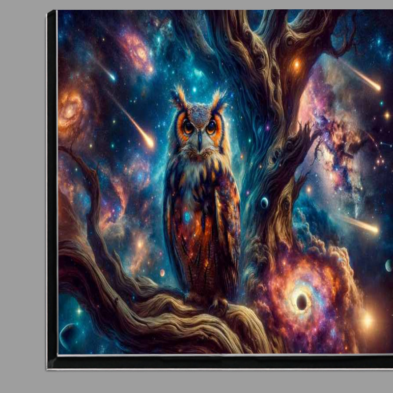 Buy Di-Bond : (wise owl its feathers a nebulous deep space)
