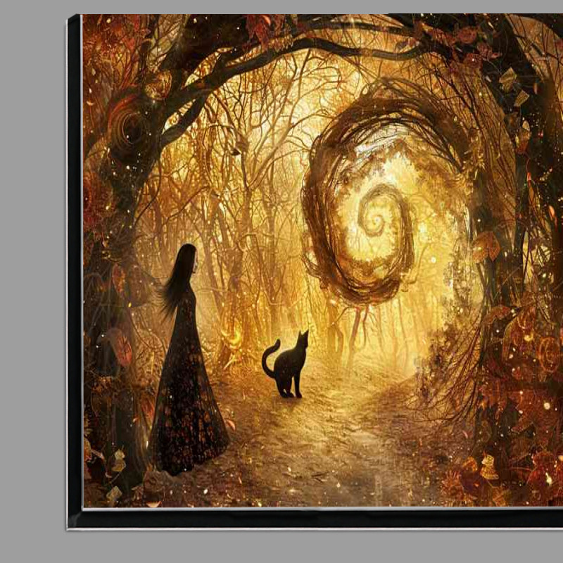 Buy Di-Bond : (Cat and lady in the gold forest)