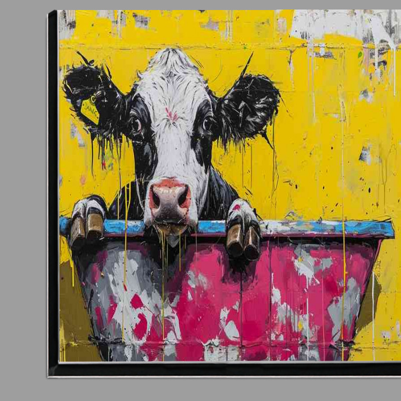 Buy Di-Bond : (Dairy cow in a bath tub with yellow painted walls)