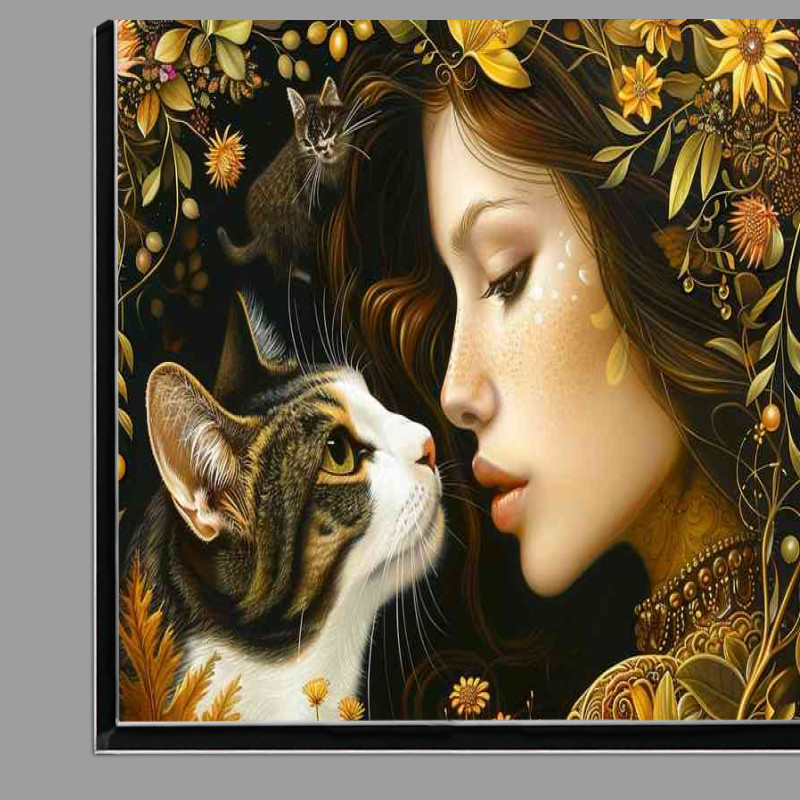 Buy Di-Bond : (Fantasy painting of a woman with her Cat)