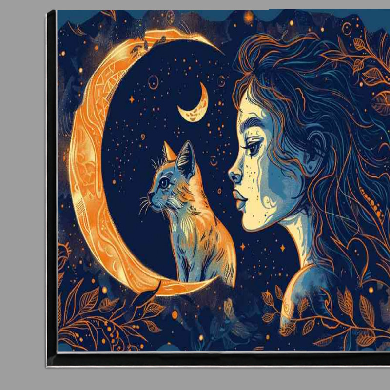 Buy Di-Bond : (Girl and her Cat is in front of moon)