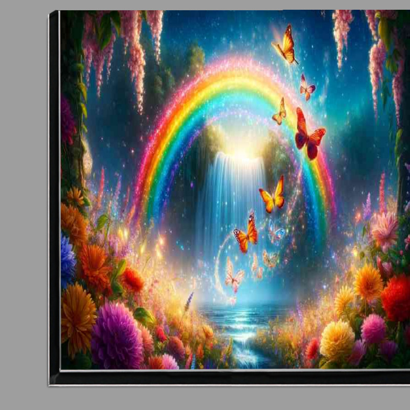 Buy Di-Bond : (Magical vibrant butterflies flying across a rainbow)