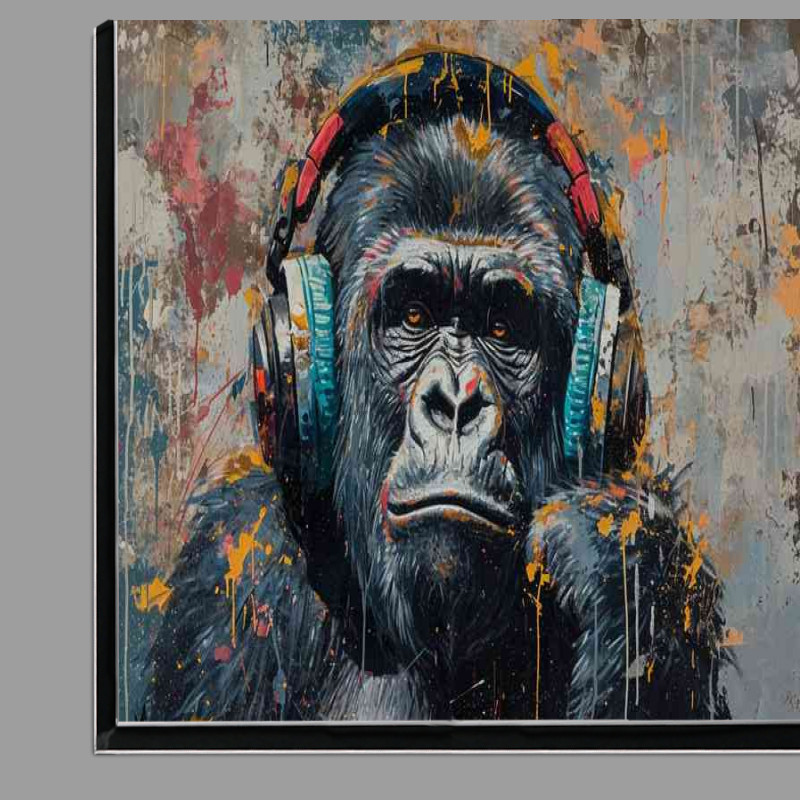 Buy Di-Bond : (Abstract painting of a gorilla headphones and pain with splash art)