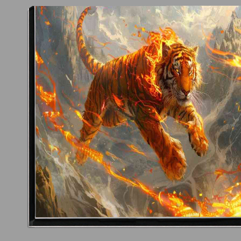 Buy Di-Bond : (Anthropomorphic red Tiger with fiery patterns leap)