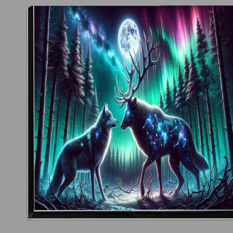 Buy Di-Bond : (Celestial showdown a starry Wolf and a moonlit Stag)