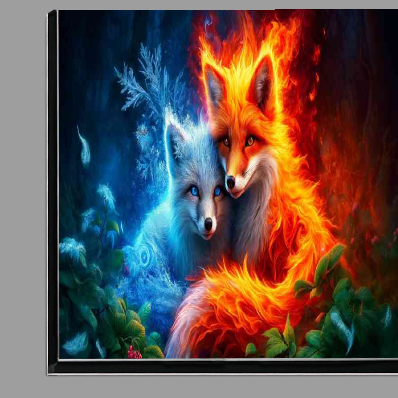 Buy Di-Bond : (Foxes one ablaze with fiery colors and the other cloaked in icy blues)