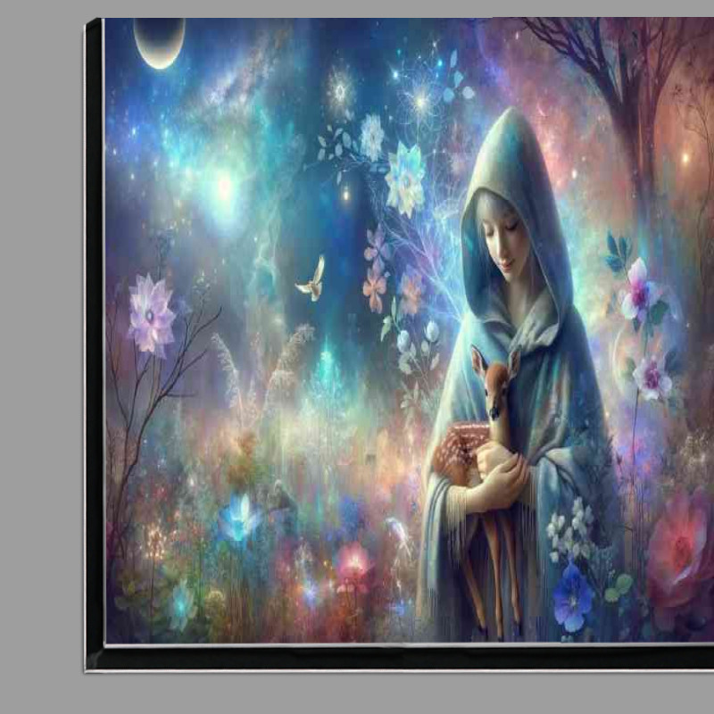 Buy Di-Bond : (Gentle smile soft blue cloak holding a small fawn)