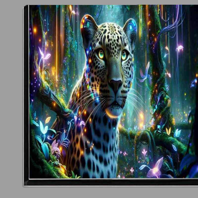 Buy Di-Bond : (Leopard set in a vibrant futuristic jungle)