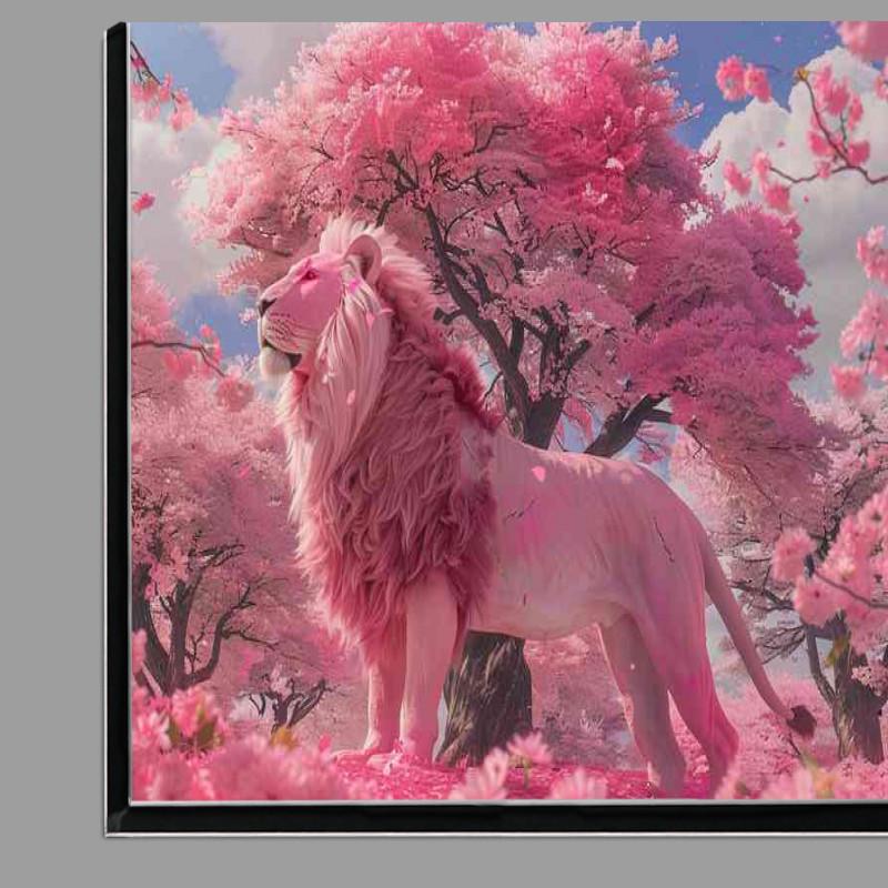 Buy Di-Bond : (Lion Stood tall under the pink cherry trees)