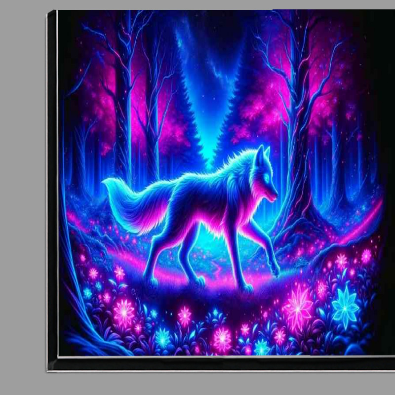 Buy Di-Bond : (Mystical neon wolf its fur outlined in glowing blue)