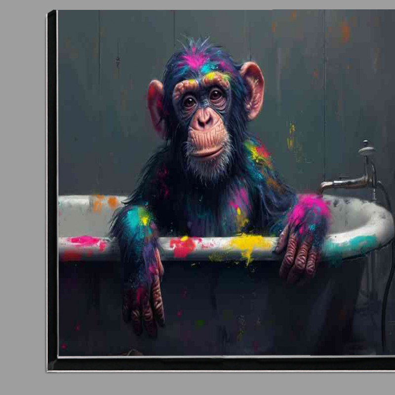 Buy Di-Bond : (Paint splattered monkey is sitting in the bath)