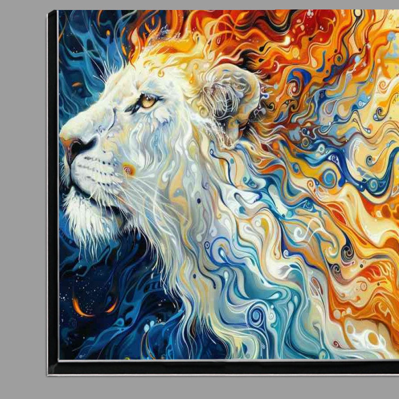 Buy Di-Bond : (Painting style of a white lion with fire around)