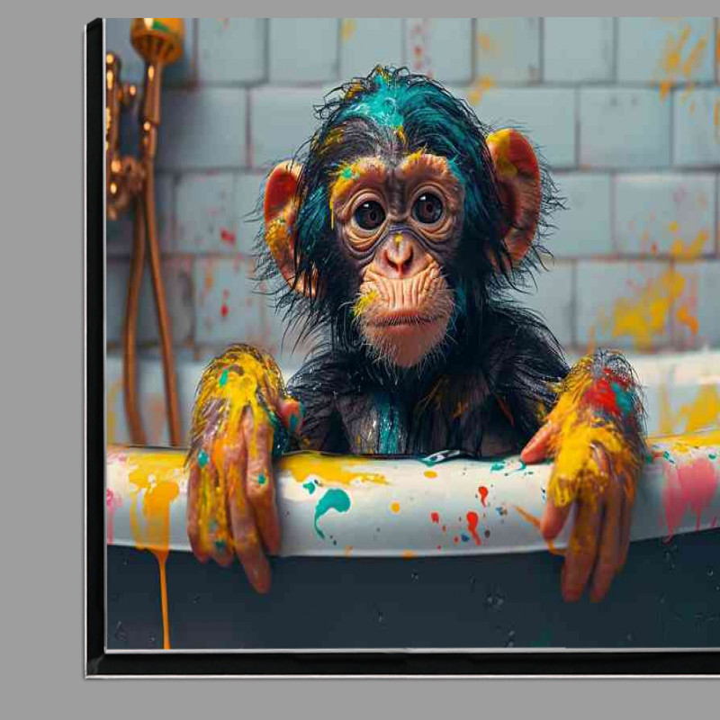 Buy Di-Bond : (Playful monkey playing with paints)