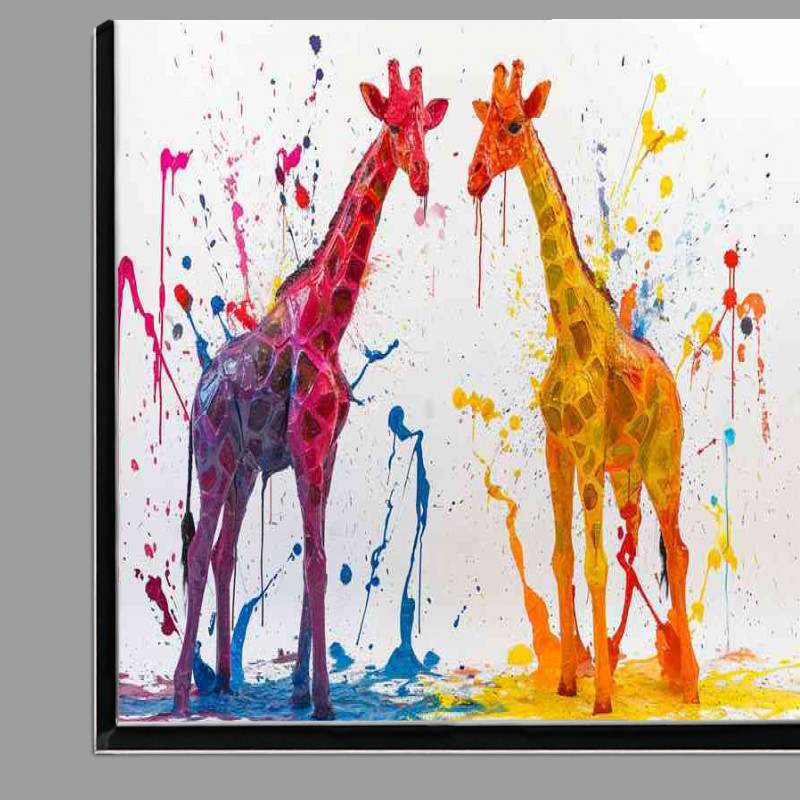 Buy Di-Bond : (Splattered giraffes painted art)