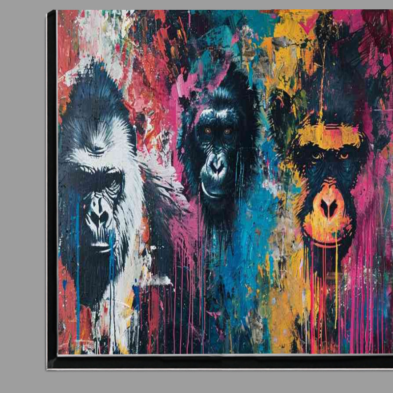 Buy Di-Bond : (Trio of gorillas in a splashed art style)