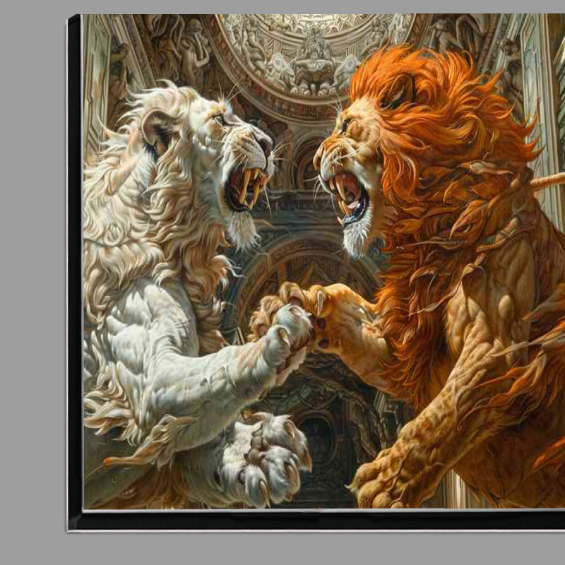 Buy Di-Bond : (Two big Lions fighting inside an ancient temple)