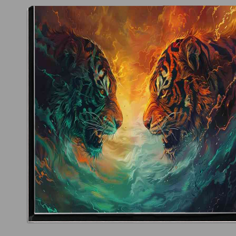 Buy Di-Bond : (Two monster tigers facing each other in a storm)