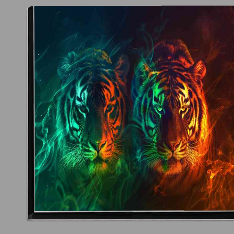 Buy Di-Bond : (Two tigers in fire and green are standing)