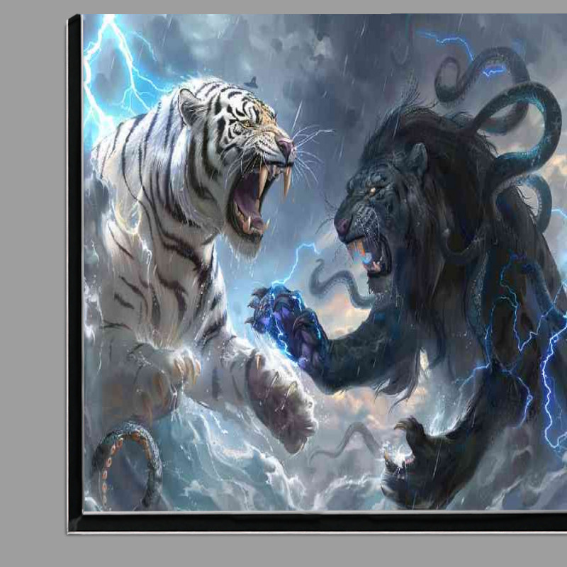 Buy Di-Bond : (White Tiger and black Lionroaring blue lightning)