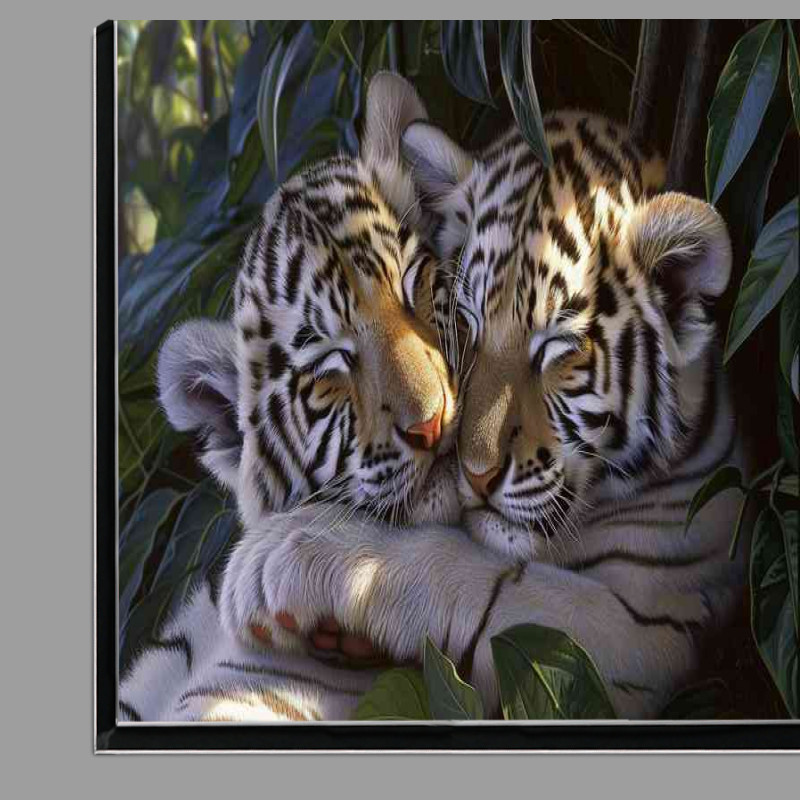 Buy Di-Bond : (White tiger cubs cuddling together)