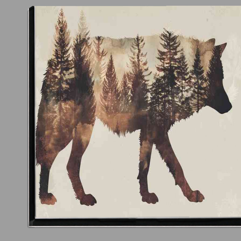 Buy Di-Bond : (Wolf in the forest with double exposure)