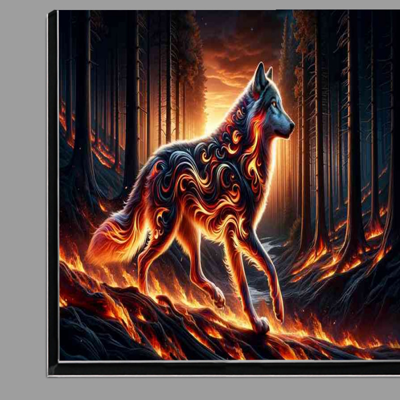 Buy Di-Bond : (Wolf its fur patterned with swirling flames)