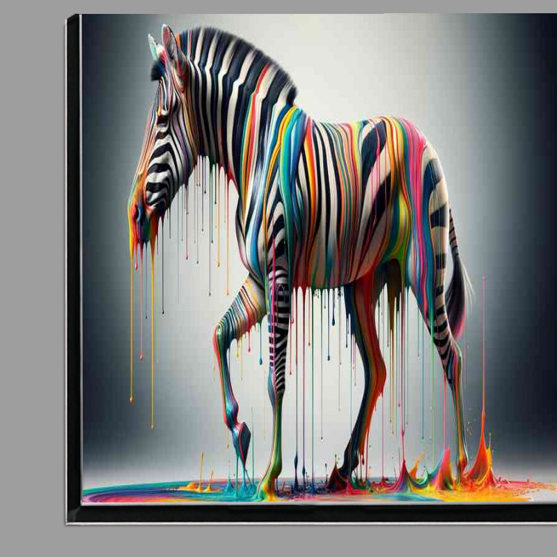 Buy Di-Bond : (Zebra with vibrant dripping stripes in an array of colors)