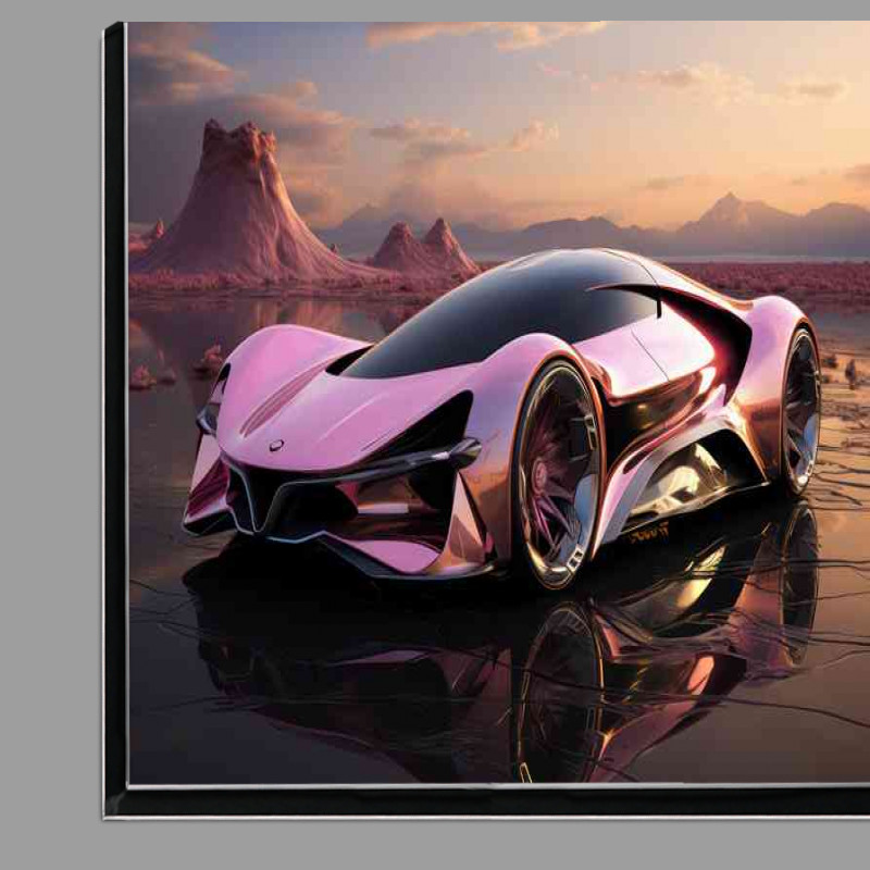 Buy Di-Bond : (A futuristic car in pink in the desert)
