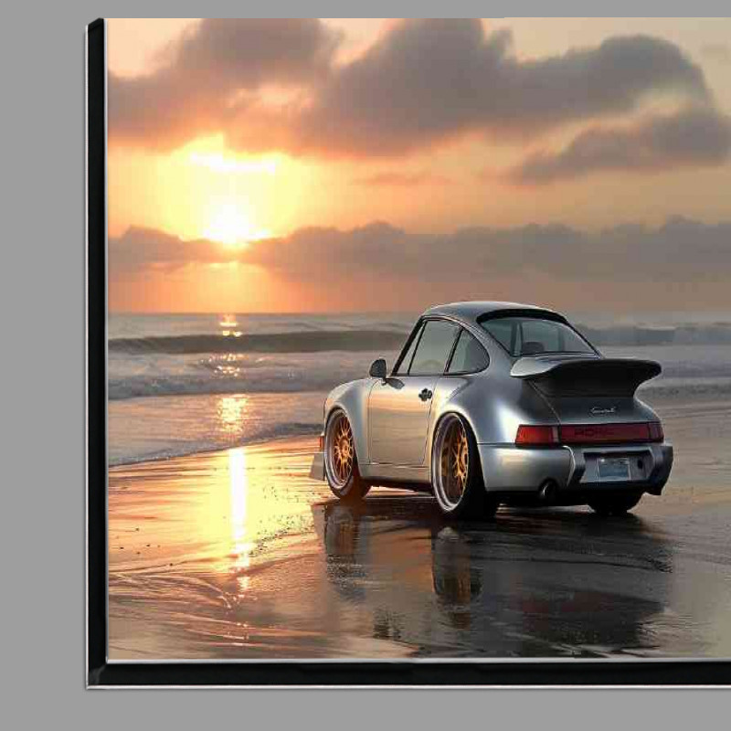 Buy Di-Bond : (Widebody Porsche 964 beach at sunset gold)