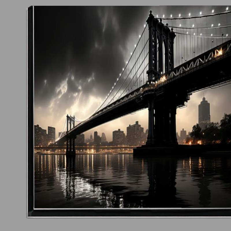 Buy Di-Bond : (Black and white image of the Brooklyn Bridge)