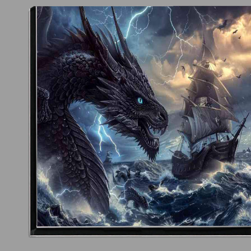 Buy Di-Bond : (Dragon with blue eyes and black scales in the sea)