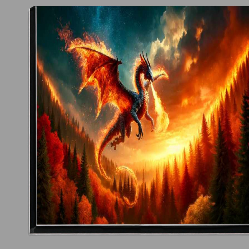 Buy Di-Bond : (Dragon wrapped in flames soaring above a forest ablaze)