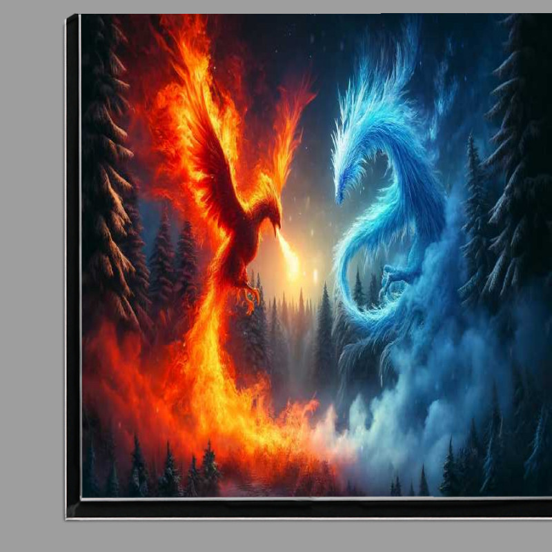 Buy Di-Bond : (Fiery phoenix and an Ice dragon set in a mystical forest)