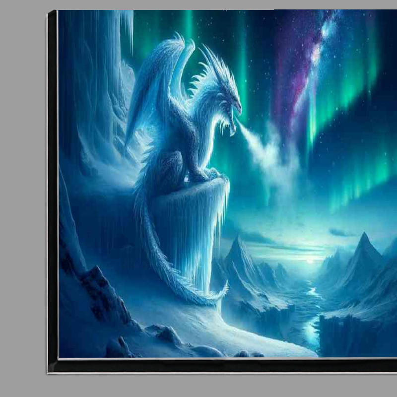 Buy Di-Bond : (Ice Dragon perched on a snow covered cliff its chilling mist)