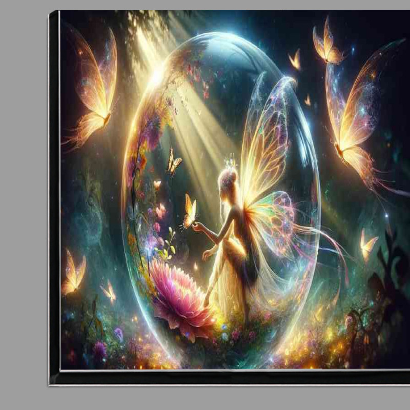 Buy Di-Bond : (Fairy in a luminous crystal sphere interacting with glowing butterflies)