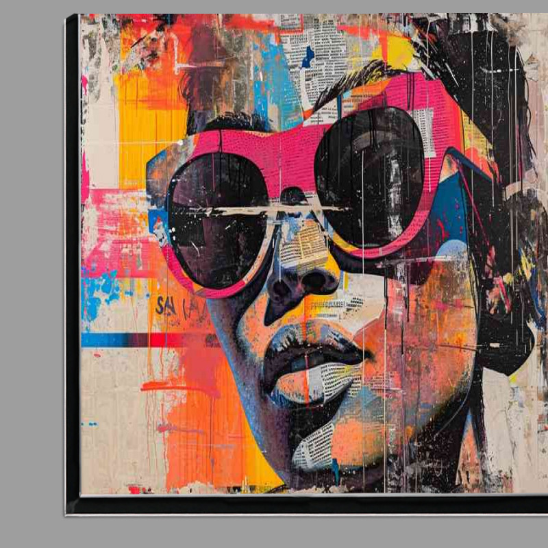 Buy Di-Bond : (Art work lady in pink glasses with mixed media)