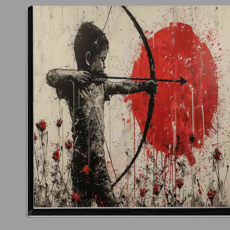 Buy Di-Bond : (Boy with a bow artow in a flower field)