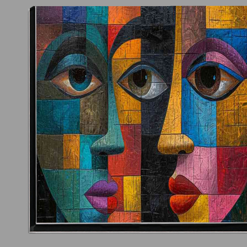 Buy Di-Bond : (Cubist abstract faces in mixed colour)