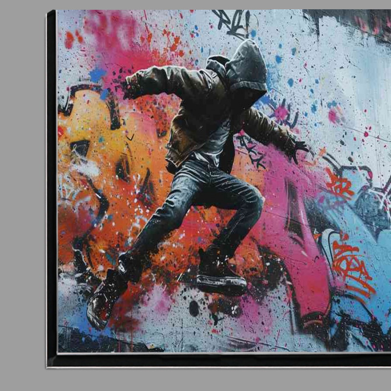 Buy Di-Bond : (Man dancing in the street with graffiti art)