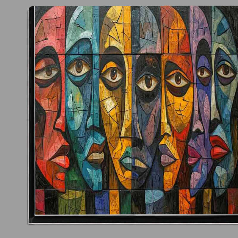Buy Di-Bond : (Many faces in a abstract cubist form)