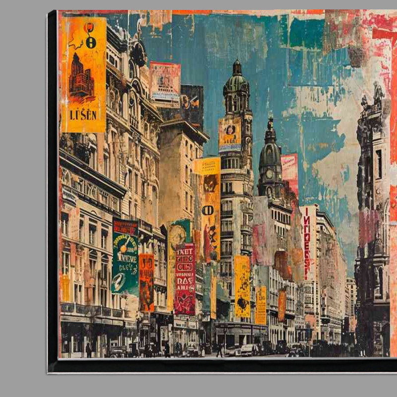 Buy Di-Bond : (Old painting that shows several buildings with abstract)