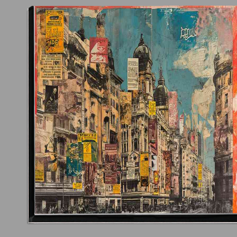 Buy Di-Bond : (Old painting that shows several buildings with newspapers)