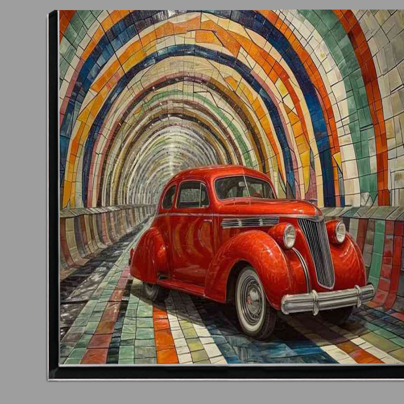 Buy Di-Bond : (Red car in a tunnel with a colourful mosaic)