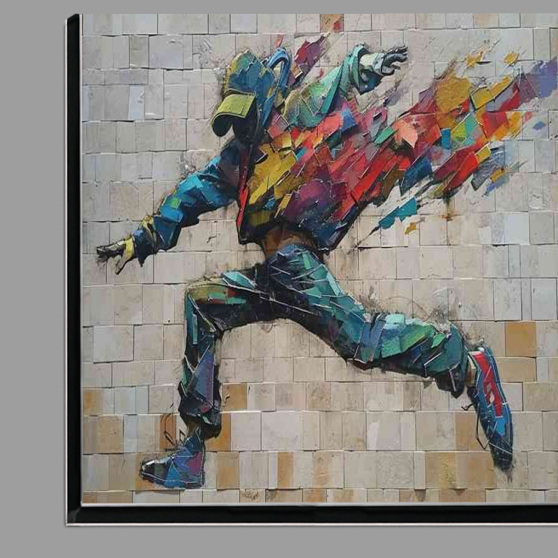 Buy Di-Bond : (Street dancer on a painted street art wall)