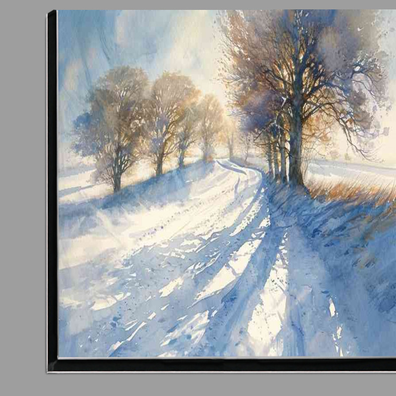 Buy Di-Bond : (Painting style winter trees rising sun)