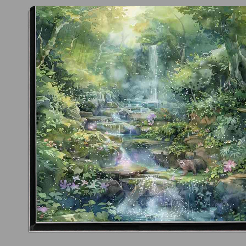 Buy Di-Bond : (A whimsical watercolor enchanted waterfall)