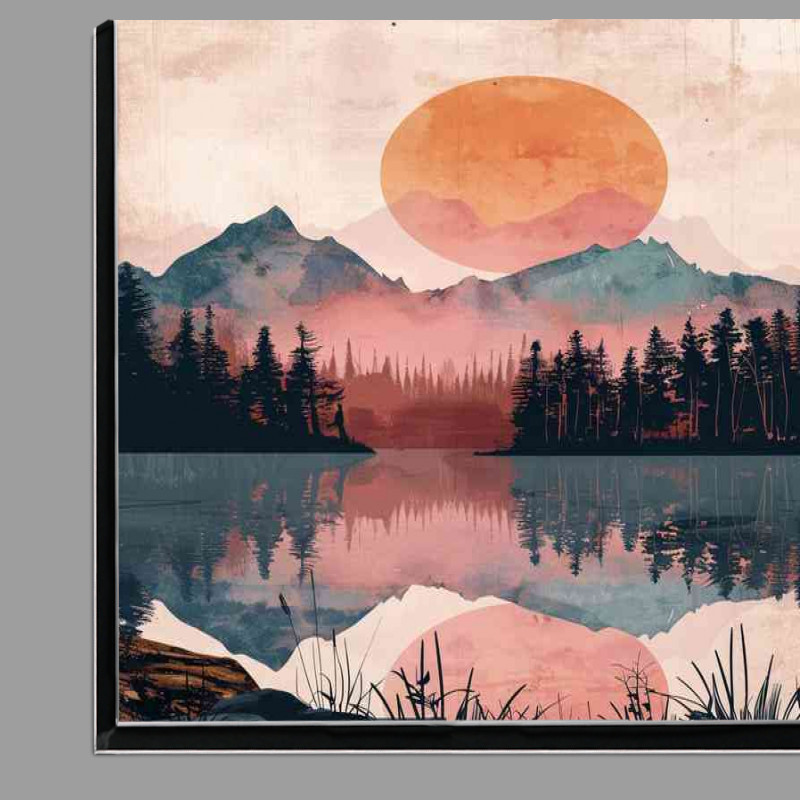 Buy Di-Bond : (Beautiful silhouette of the lake and sunset)