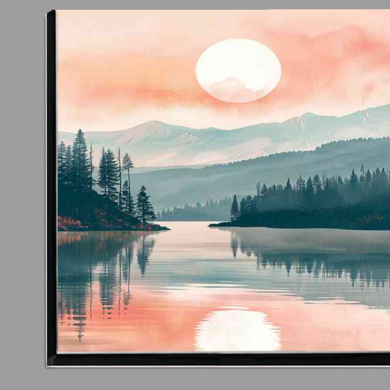 Buy Di-Bond : (The sun setting in the valley and lake)