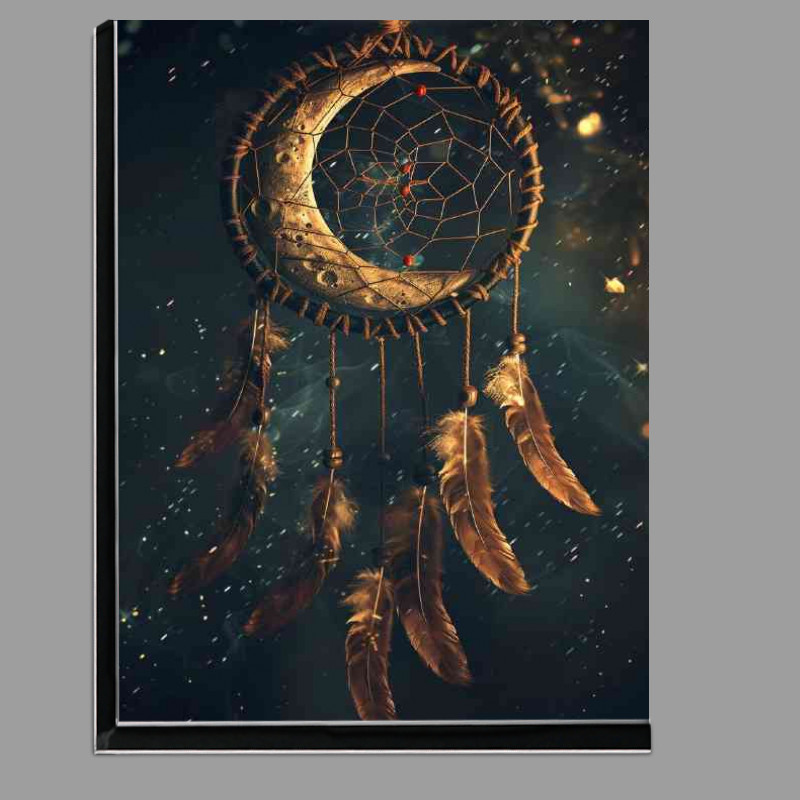 Buy Di-Bond : (Dream catcher with feathers over the night sky)