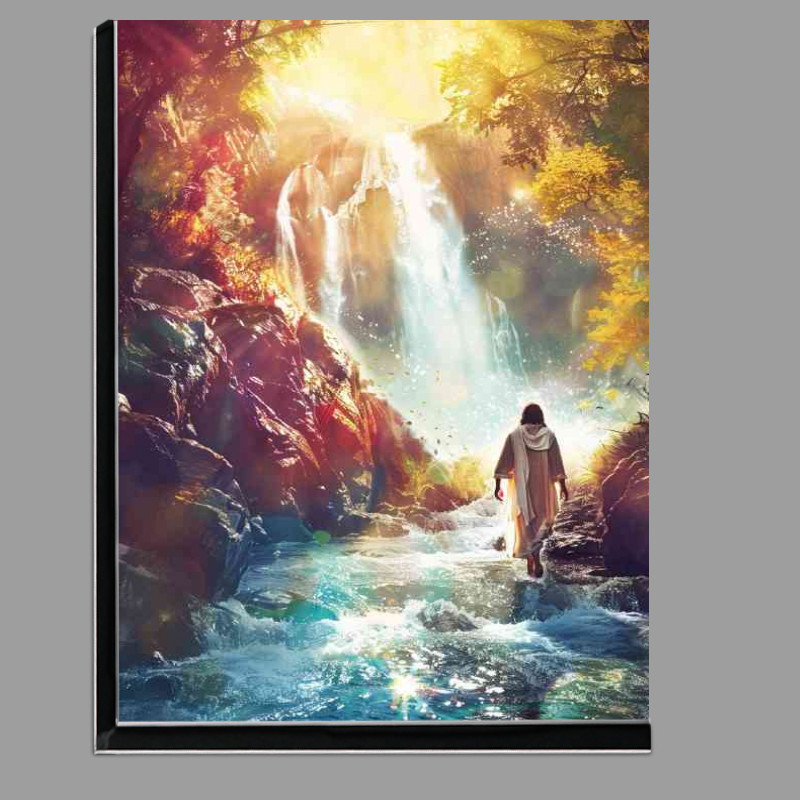 Buy Di-Bond : (Jesus walks through the stream with a waterfall)